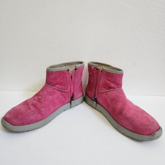 Ugg Australia Girls Boots Pink & Grey - Picture 3 of 13